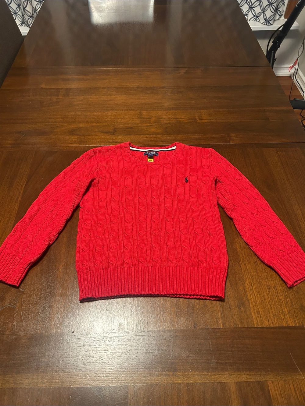 Polo by Ralph Lauren Red Cable-Knit Crewneck Sweater